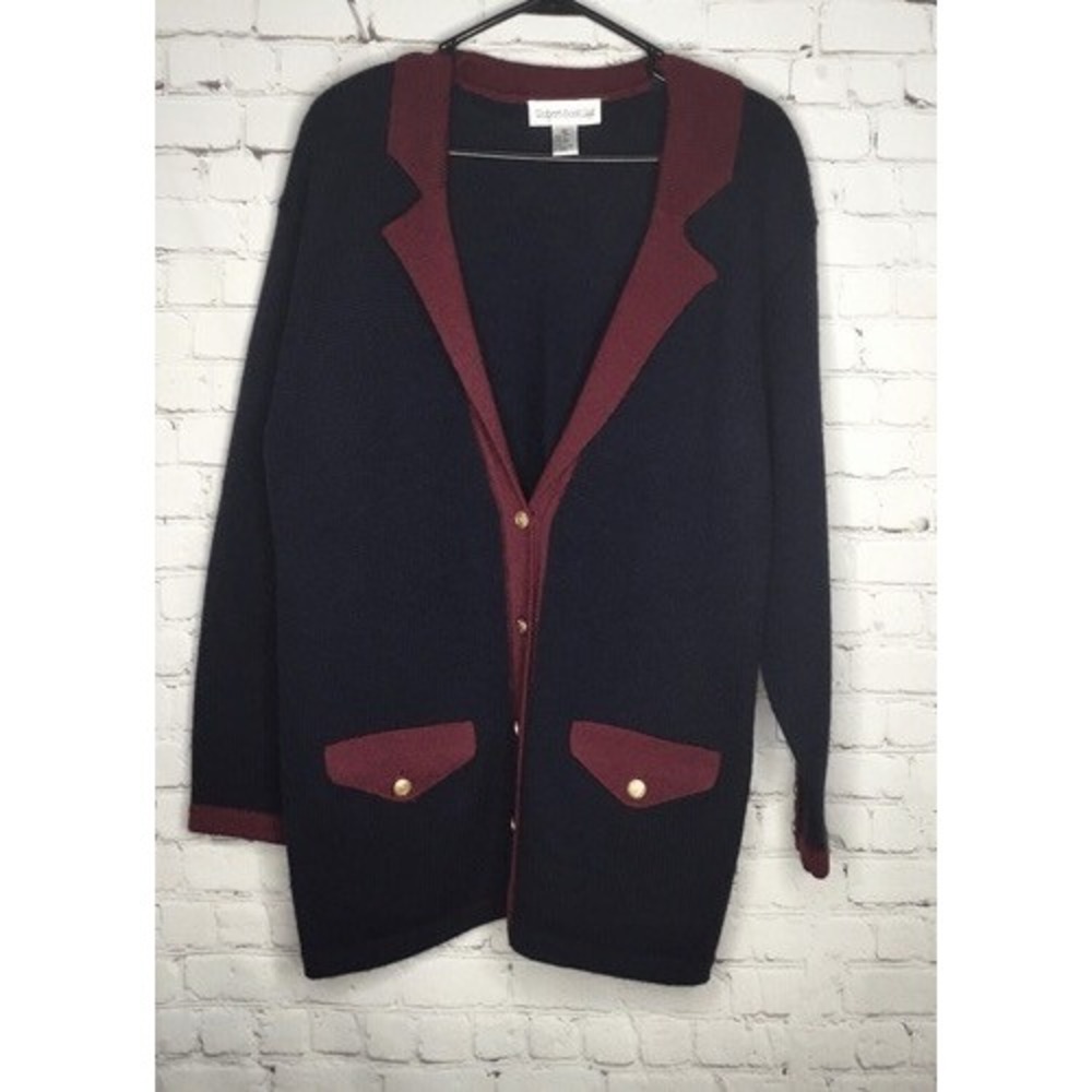 VTG Robert Scott Oversized Button Front Cardigan Women S Hong Kong 100% Wool‎